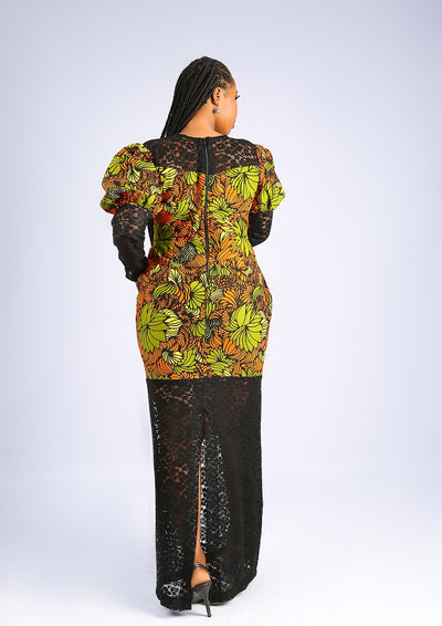 Ankara long dress with lace