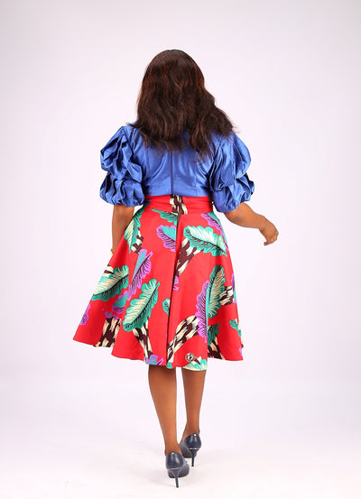 Puff Sleeve  Top and High Waist Ankara Skirt